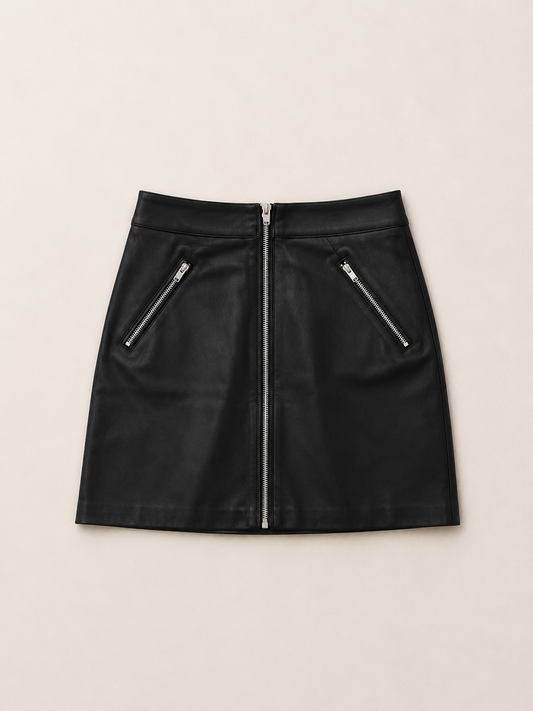 Black leather skirt