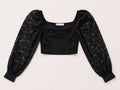 חולצת קרופ שחורה עם שרוולי תחרה – ZARA