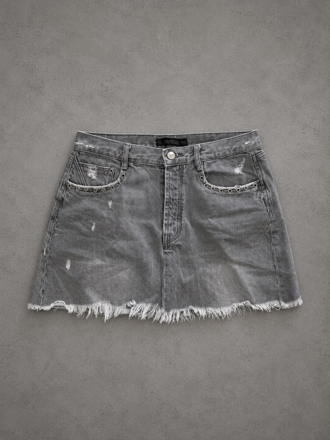 חצאית ג׳ינס אפורה ZARA Trafaluc עם ניטים