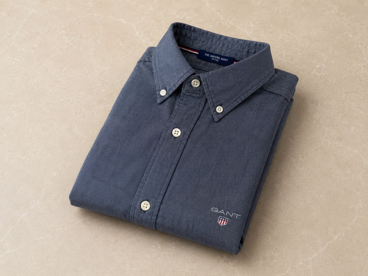 חולצה מכופתרת אפורה־כחולה Oxford של GANT